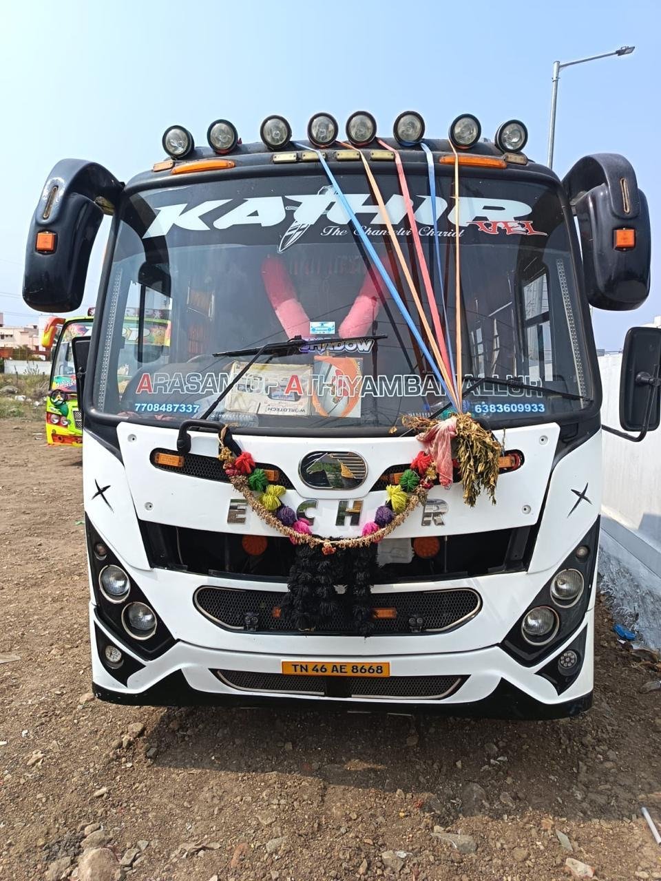 Kathir Tours and Travels coach, front view